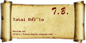 Tatai Béla névjegykártya